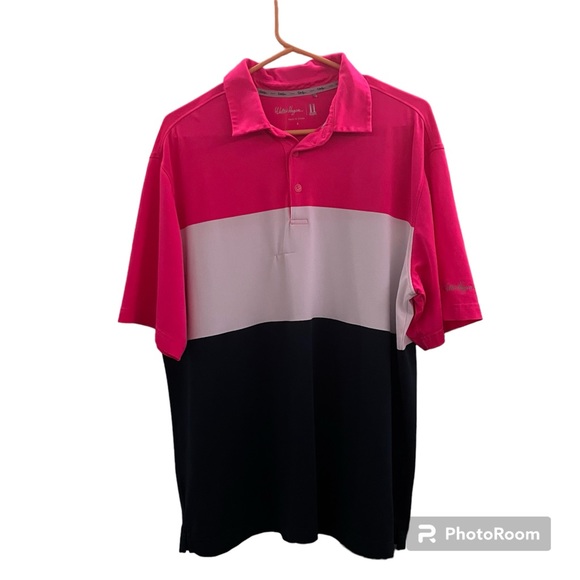 Men’s Golf Polo Size Large, Pink Blue and White, from Walter Hagen - Picture 2 of 5